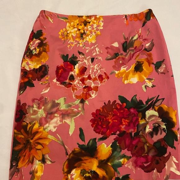 Talbots Skirt Women's Size 14W Floral Pink Lined Cotton Stretch Career - Picture 4 of 10